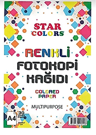 Star Color A4 Boy 5 Renk Canlı Renkler 100 Lü Fotokopi Kağıdı